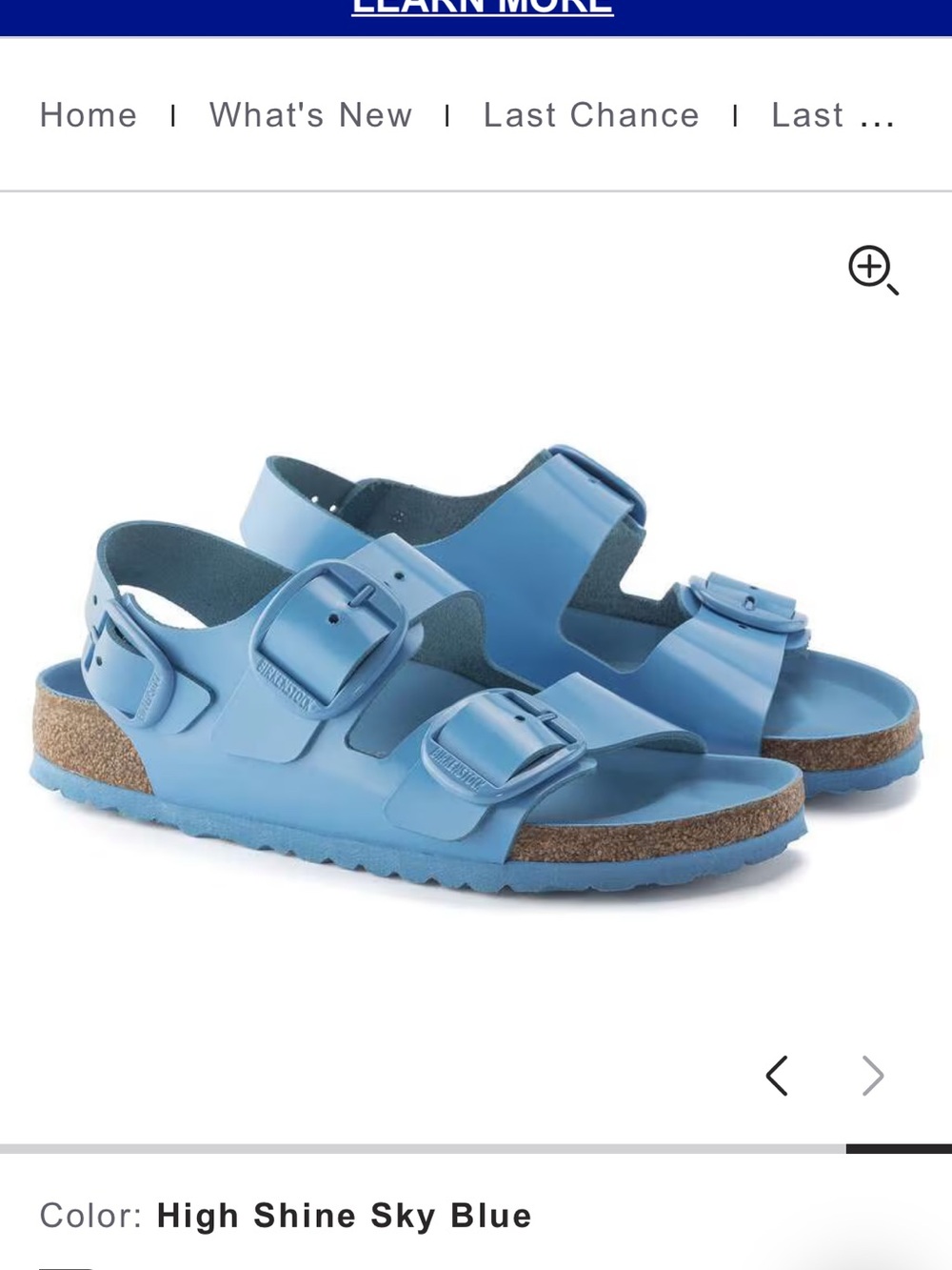 Birkenstock size 42 High Shine Sky Blue Two-Buckle Slingback Sandals